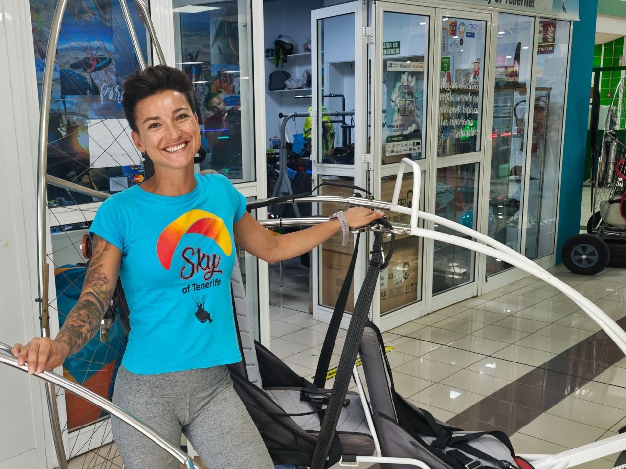 A member of the Sky of Tenerife team at the shop in Adeje